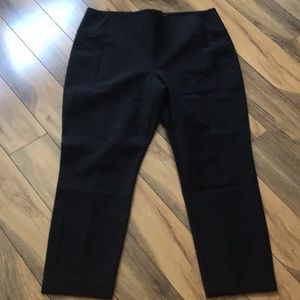 Black ponte flat front, back zipper trouser pants, Size 12